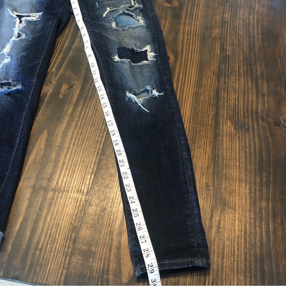 American Eagle Factory Destroyed Dark Denim Stretch Jegging Jeans Woman’s Size 0 - Picture 4 of 12